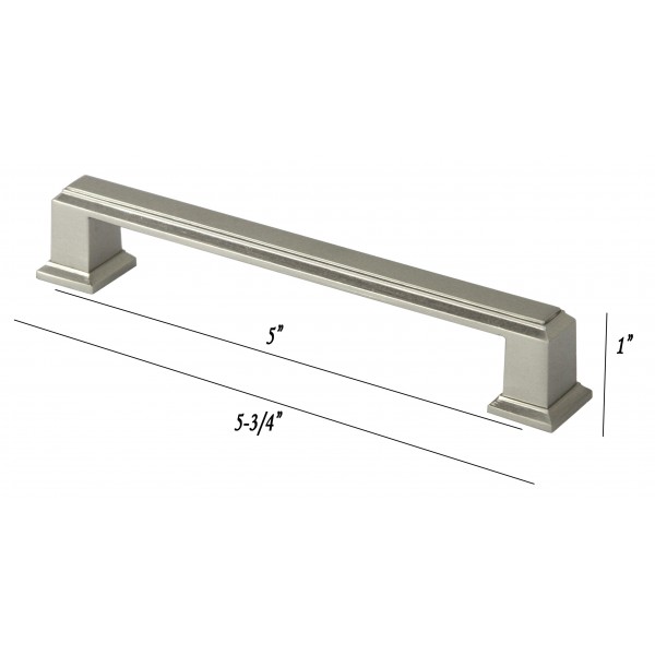 ROMA Series 5-3/4 in. Solid Zinc Alloy Brushed Nickel Drawer Pull Handle