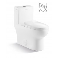 Kingsman Contemporary Durable Comfort Modern Design Toilet Bowl & Tank, One Piece Dual Flush 1.2/1.6 GPF With Soft Closing Toilet Seat, Elongated Toilet MJ76 - Pure White