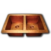 Hand Hammered Finish Copper 50/50 Undermount Kitchen Sink