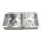 43 Inch Top-Mount Stainless Steel Double Bowl Kitchen Sink 