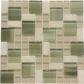 Lime Green Color Marble Mix Crystal Glass Mosaic Tile