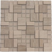 Ash Grey Color Marble Mix Crystal Glass Mosaic Tile