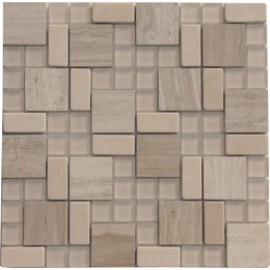 Ash Grey Color Marble Mix Crystal Glass Mosaic Tile