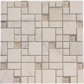 White Color Marble Mix Crystal Glass Mosaic Tile