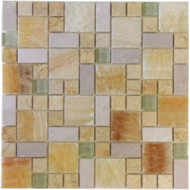 Honey Onyx Color Marble Mix Crystal Glass Mosaic Tile