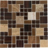 Dark Brown Color Marble Mix Crystal Glass Mosaic Tile