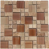 Light Brown Color Marble Mix Crystal Glass Mosaic Tile