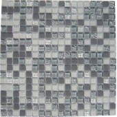 Grey and Frosted Crystal Glass Mosaic Tile