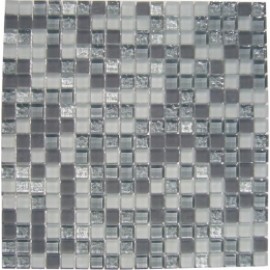 Grey and Frosted Crystal Glass Mosaic Tile