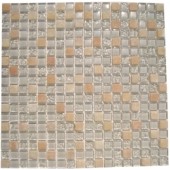 Beige and Frosted Crystal Glass Mosaic Tile