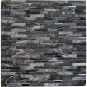 Black Rectangular Marble Mix Stainless Steel Mosaic Tile