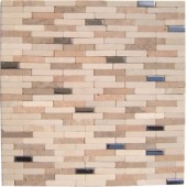 Beige Rectangular Marble Mix Stainless Steel Mosaic Tile
