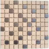 BEIGE Square Marble Mix Stainless Steel Mosaic Tile