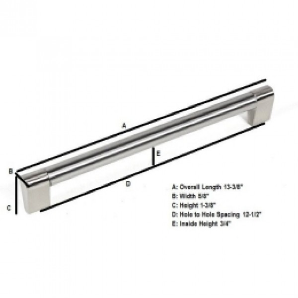 SubZero Style 13-3/8 Inch Stainless Steel Finish Cabinet Handle