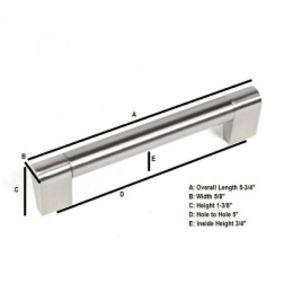 SubZero Style 5-3/4 Inch Stainless Steel Finish Cabinet Handle